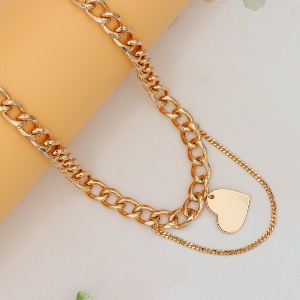 Chunky Heart Pendant Rose Gold Necklace, XPNL0254 - Picture 8 of 12